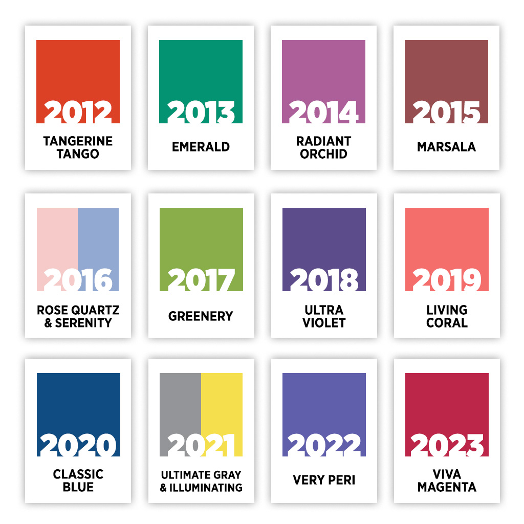 Cores Pantone: retrospectiva de 2012 a 2023